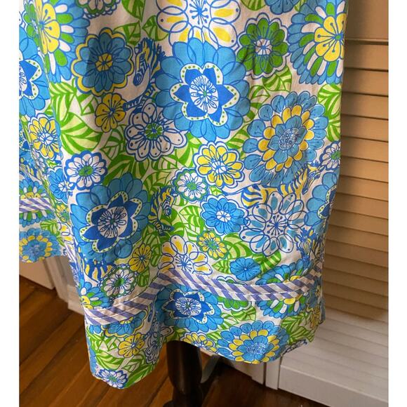 Lilly Pulitzer Halter Floral Dress Blue‎ Green and yellowSize 8 - Picture 4 of 9